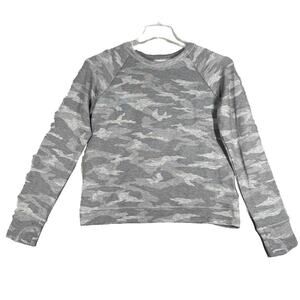 Athleta Girls Shirt‎ Girls XL Heather Gray Camo Cross Your Fingers Sweatshirt